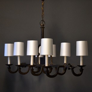 Vintage wrought iron 8 light chandelier